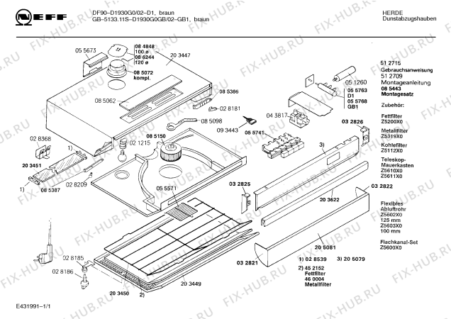 Схема №1 D1930W0GB 5133.11S с изображением Планка для вентиляции Bosch 00203622