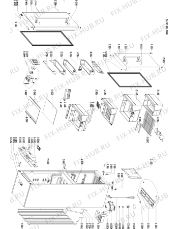 Схема №1 WRB551WNBS с изображением Часть корпуса для холодильной камеры Whirlpool 481010529907