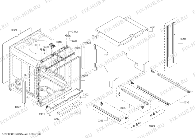 Схема №1 63012243312 Kenmore с изображением Винт для моечной машины Bosch 00189670