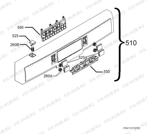 Взрыв-схема посудомоечной машины Electrolux ESF6630RYW - Схема узла Command panel 037