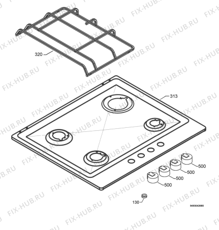 Взрыв-схема плиты (духовки) Electrolux EHG6804X - Схема узла Hob 271