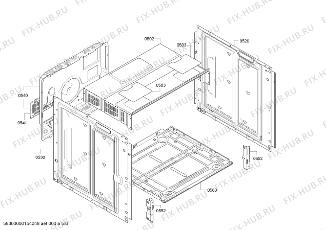 Взрыв-схема плиты (духовки) Bosch HEA23B455 - Схема узла 05