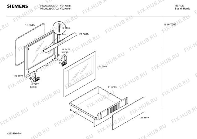 Схема №1 HN26023CC с изображением Инструкция по эксплуатации для духового шкафа Siemens 00520435