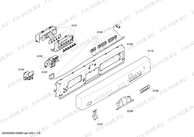 Схема №1 SGS46M08EU с изображением Панель управления для посудомоечной машины Bosch 00445279