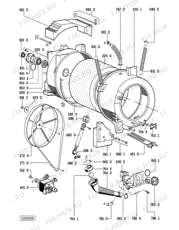 Схема №1 AWM 288/WS-B с изображением Клавиша для стиралки Whirlpool 481241348233