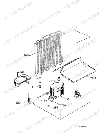 Взрыв-схема холодильника Electrolux ELX141 - Схема узла Cooling system 017