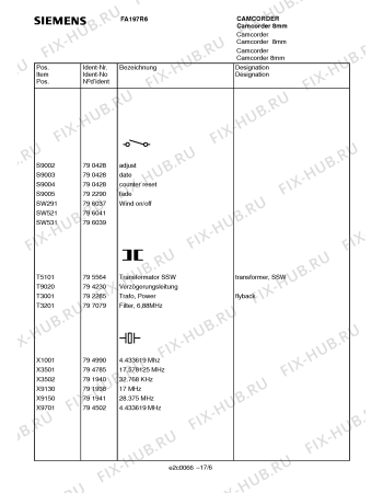 Схема №1 FA197R6 с изображением Инструкция по эксплуатации для видеотехники Siemens 00531183