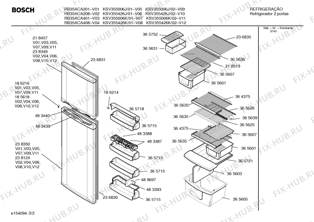 Схема №1 RSV355006K RC35 с изображением Уплотнитель двери для холодильной камеры Bosch 00236831