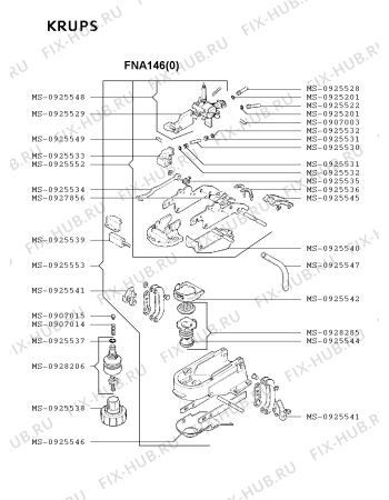 Взрыв-схема кофеварки (кофемашины) Krups FNA146(0) - Схема узла TP001885.7P2