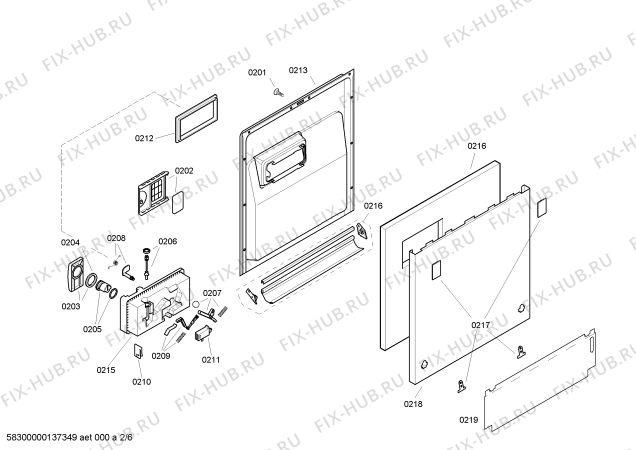 Схема №1 VVD54S01EU с изображением Передняя панель для посудомойки Bosch 00644851