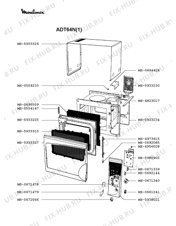 Взрыв-схема микроволновой печи Moulinex ADT64N(1) - Схема узла 1P002062.9P2