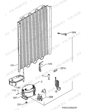 Взрыв-схема холодильника Rex Electrolux FI18/11E - Схема узла Cooling system 017
