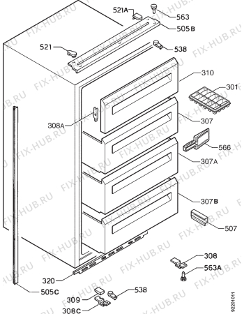 Взрыв-схема холодильника Arthurmartinelux AU1270I - Схема узла Housing 001