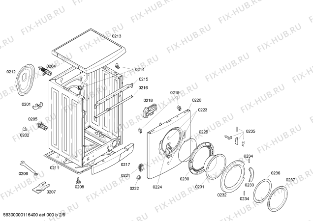 Взрыв-схема стиральной машины Bosch WAE28190 Bosch Maxx 6 - Схема узла 02