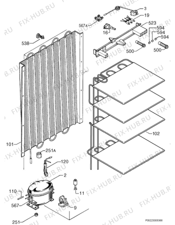 Взрыв-схема холодильника Privileg 549688_41468 - Схема узла Cooling system 017