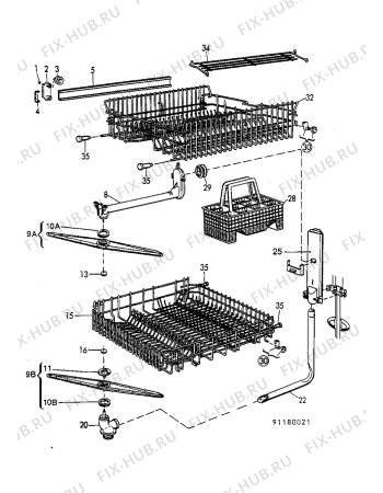 Взрыв-схема посудомоечной машины Electrolux BW301W4 - Схема узла Baskets, tubes 061