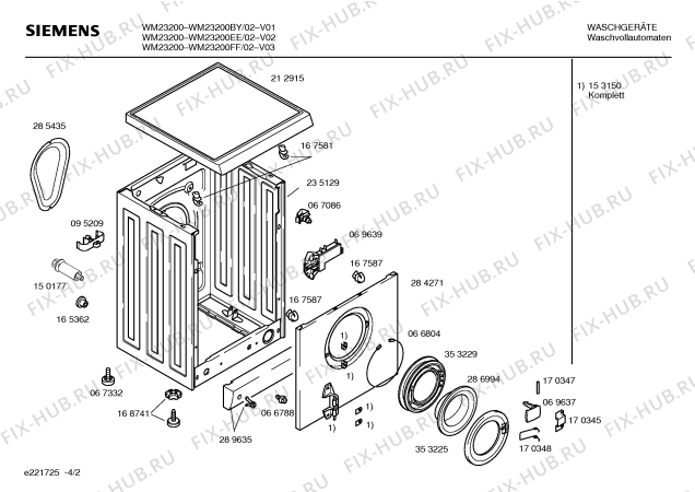 Схема №1 WM23200BY SIEMENS SIWAMAT 2320 с изображением Инструкция по эксплуатации для стиральной машины Siemens 00527384