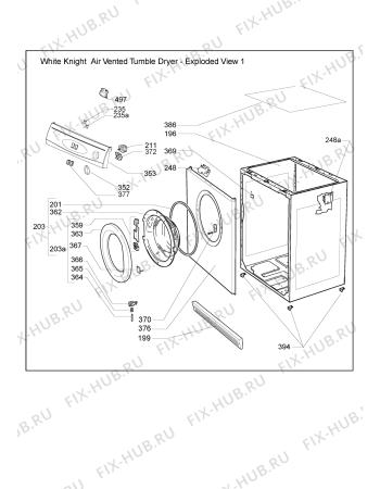 Схема №1 031244A15401 - C44A7 с изображением Декоративная панель для электросушки Whirlpool 482000016015