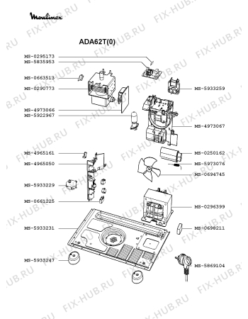 Взрыв-схема микроволновой печи Moulinex ADA62T(0) - Схема узла DP002056.9P2