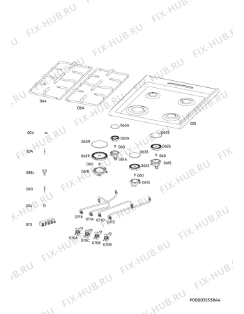 Взрыв-схема плиты (духовки) Electrolux EKK52950OX - Схема узла Hob