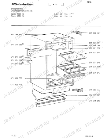 Взрыв-схема холодильника Aeg SAN1601 IU - Схема узла Housing 001