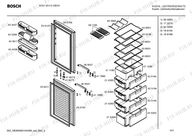 Взрыв-схема холодильника Bosch KGU35114GB - Схема узла 02