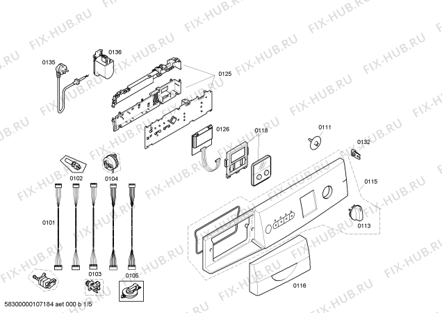 Схема №1 WFX142A с изображением Ручка для стиралки Bosch 00493029