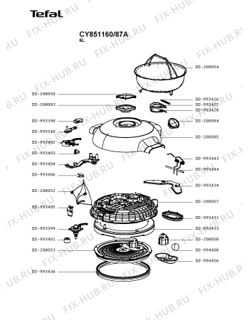 Взрыв-схема мультиварки (пароварки) Tefal CY851160/87A - Схема узла XP005626.5P2