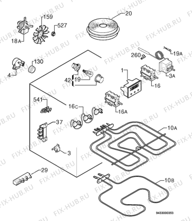 Взрыв-схема плиты (духовки) Electrolux EKM60332 - Схема узла Electrical equipment 268