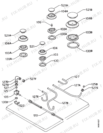 Взрыв-схема плиты (духовки) Zanussi ZP43GX - Схема узла Functional parts 267