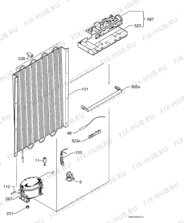 Взрыв-схема холодильника Aeg A2350GS1 - Схема узла Cooling system 017