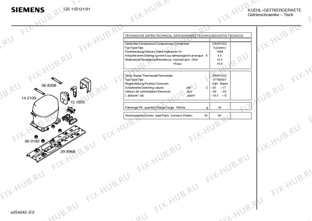 Схема №1 GS11B100CH с изображением Инструкция по эксплуатации для холодильника Siemens 00591028