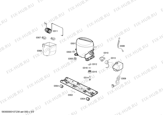 Схема №1 RSG385006J CONTINENTAL с изображением Клапан для холодильной камеры Bosch 00443114