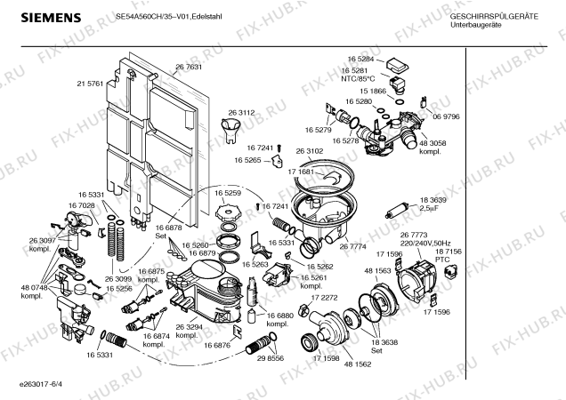 Взрыв-схема посудомоечной машины Siemens SE54A560CH - Схема узла 04