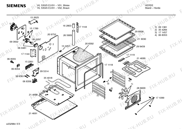 Схема №1 HL53525EU с изображением Инструкция по эксплуатации для духового шкафа Siemens 00523238