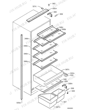 Схема №1 SK9 12 45I с изображением Полка для холодильной камеры Aeg 2249604881