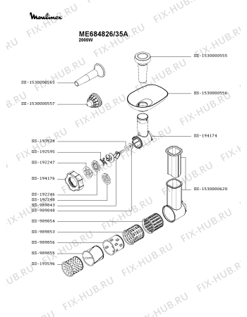 Взрыв-схема мясорубки Moulinex ME684826/35A - Схема узла LP005873.7P2