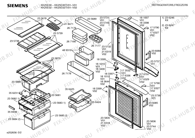 Схема №1 KG19V00TI с изображением Дверь для холодильной камеры Siemens 00235745