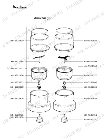 Взрыв-схема блендера (миксера) Moulinex A53224F(0) - Схема узла YP001090.6P3