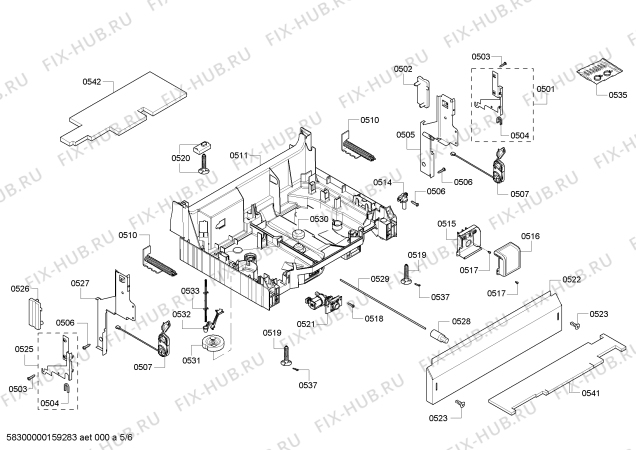 Взрыв-схема посудомоечной машины Bosch SHE43RP2UC Silence Plus 48dBA - Схема узла 05