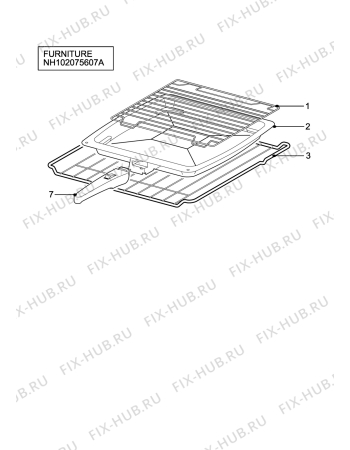 Взрыв-схема плиты (духовки) Electrolux EIKM6047XN - Схема узла H10 Furniture