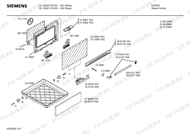 Схема №1 HL53241EU с изображением Ремкомплект для электропечи Siemens 00296480