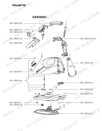 Схема №1 DX9300S1 с изображением Рукоятка для электропарогенератора Rowenta RS-DX0029