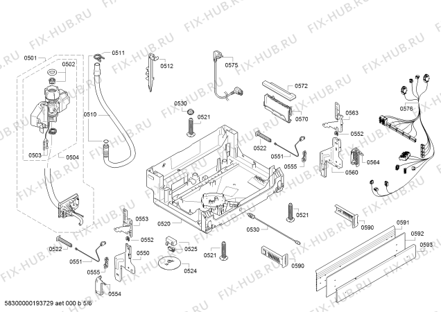 Взрыв-схема посудомоечной машины Bosch SMU61L12SK SilencePlus, Serie 6 - Схема узла 05