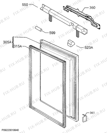 Взрыв-схема холодильника Aeg ABE87211AF - Схема узла Door 003