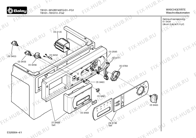 Схема №1 WI2BY48GB с изображением Ручка для стиралки Bosch 00059457