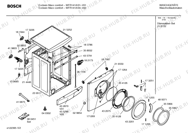 Взрыв-схема стиральной машины Bosch WFR141A EXKLUSIV Maxx comfort WFR141A - Схема узла 02