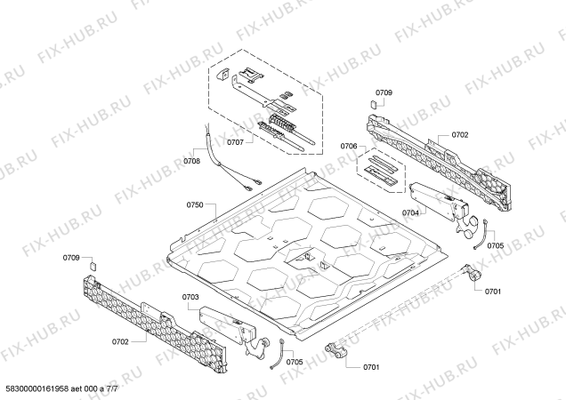 Схема №1 B46C74N0S с изображением Панель управления для плиты (духовки) Bosch 00709421