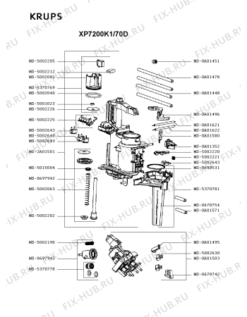 Взрыв-схема кофеварки (кофемашины) Krups XP7200K1/70D - Схема узла RP003138.3P2