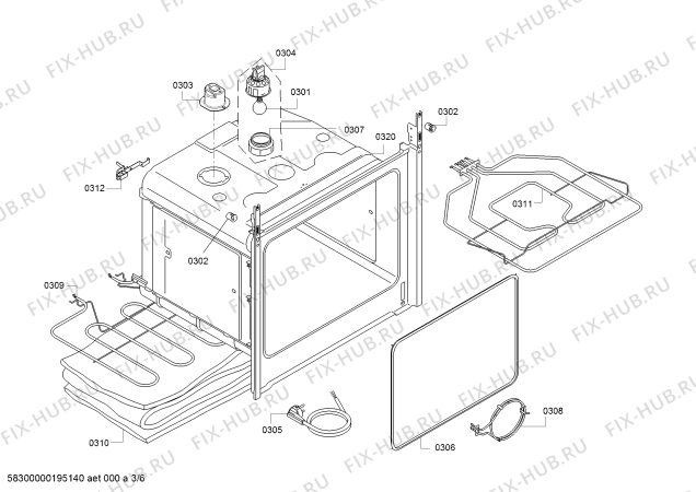 Взрыв-схема плиты (духовки) Siemens HB531E1W - Схема узла 03